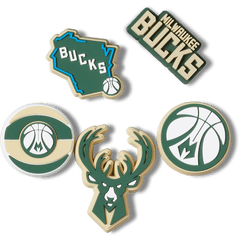 Women|Men|Jibbitz™ Charms NBA Milwaukee Bucks 5 Pack Jibbitz™ charms | Crocs