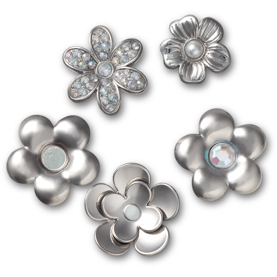 Women|Men|Jibbitz™ Charms Monochrome Slvr Flwrs 5 Pack Jibbitz™ charms | Crocs us