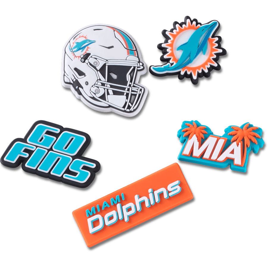 Women|Men|Jibbitz™ Charms NFL Miami Dolphins 5 Pack Jibbitz Shoe Charm | Crocs Online