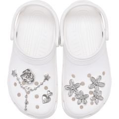 Women|Men|Jibbitz™ Charms Silver Meta Floral 5 Pack Jibbitz™ charms | Crocs