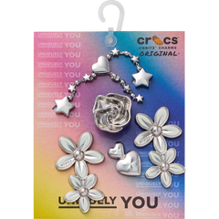 Women|Men|Jibbitz™ Charms Silver Meta Floral 5 Pack Jibbitz™ charms | Crocs