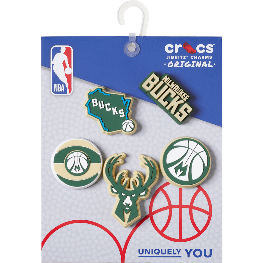 Women|Men|Jibbitz™ Charms NBA Milwaukee Bucks 5 Pack Jibbitz™ charms | Crocs
