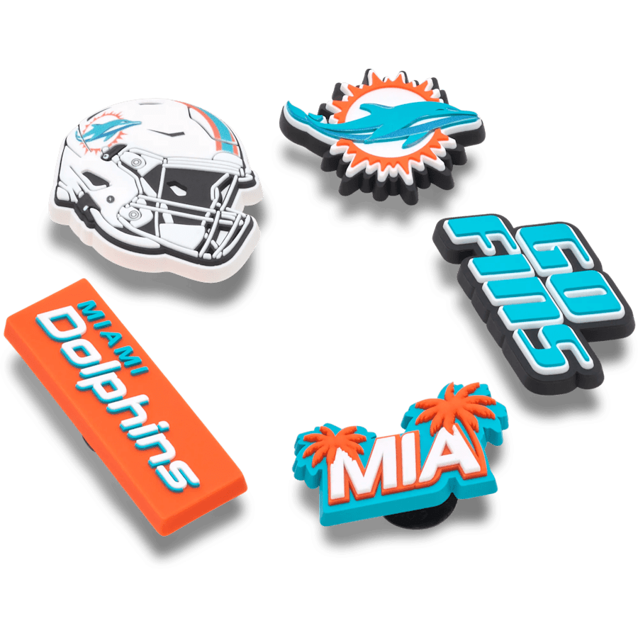 Women|Men|Jibbitz™ Charms NFL Miami Dolphins 5 Pack Jibbitz Shoe Charm | Crocs Online