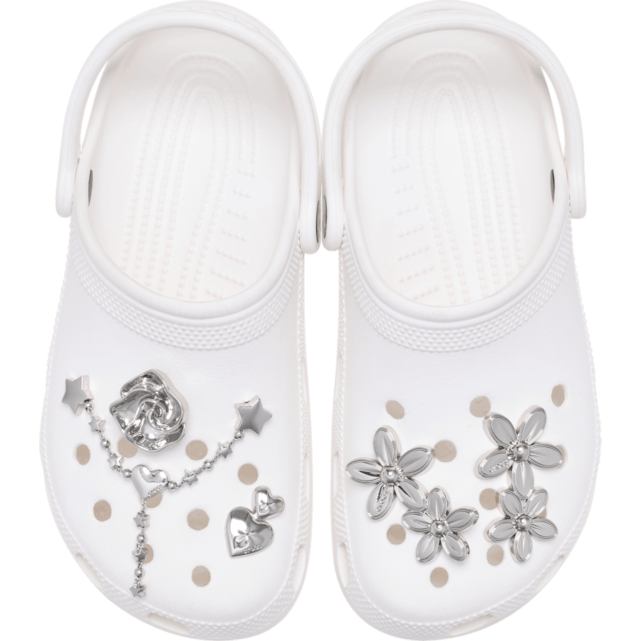 Women|Men|Jibbitz™ Charms Silver Meta Floral 5 Pack Jibbitz™ charms | Crocs