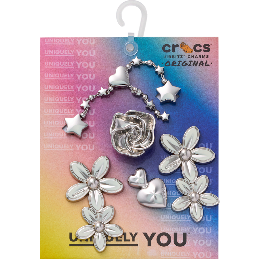 Women|Men|Jibbitz™ Charms Silver Meta Floral 5 Pack Jibbitz™ charms | Crocs