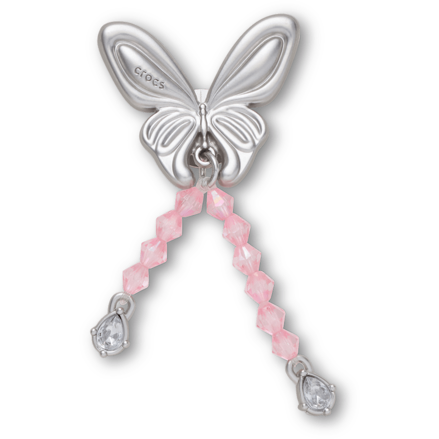 Women|Men Silver Beaded Meta Butterfly Jibbitz™ charms | Crocs Near me