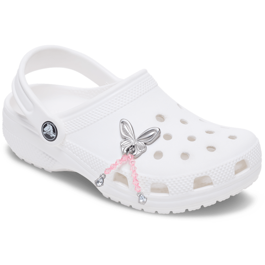 Women|Men Silver Beaded Meta Butterfly Jibbitz™ charms | Crocs Near me