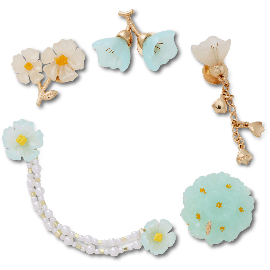 Women|Men|Jibbitz™ Charms Blue Dainty Floral 5 Pack Jibbitz™ charms | Crocs Near me