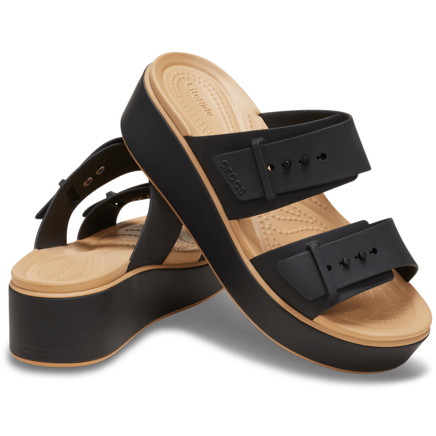 Women Brooklyn Buckle Matte Wrap Low Wedge | Crocs For sale