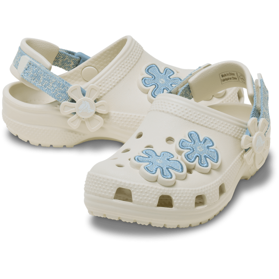Kids Toddler Classic Denim Flower Adjustable Backstrap Clog | Crocs Online